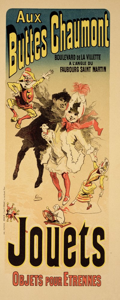 إعادة إنتاج ملصق يعلن عن متجر الألعاب "Aux Buttes Chaumont" بواسطة Jules Cheret